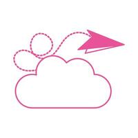 cute cloud sky with paper airplane vector