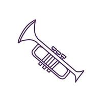 trompeta, instrumento musical, aislado, icono vector