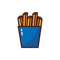 papas fritas, comida rápida, icono vector