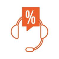 headset communication with percent symbol vector