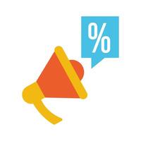 megaphone with speech bubble and percent vector