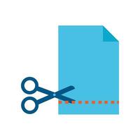 paper sheet with scissors cutting vector