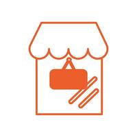 store building with parasol icon vector