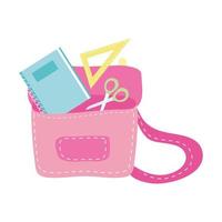 schoolbag with supplies isolated icons vector