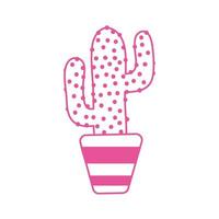 cute cactus in pot plant vector