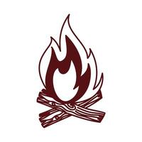 Icono aislado de camping de leña de fuego vector