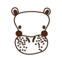 cute hippo wild animal character icon vector