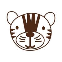 lindo, tigre, animal salvaje, carácter, icono vector