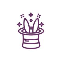 Sombrero de mago con icono mágico de orejas de conejo vector