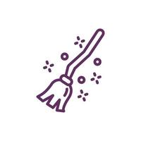 witch broom magic sorcery icon vector