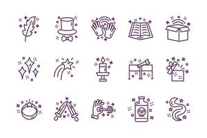 bundle of magic sorcery set icons vector