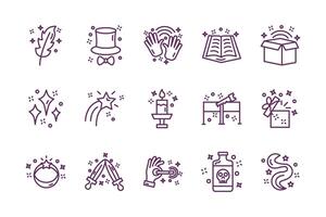 paquete de iconos de conjunto de hechicería mágica vector