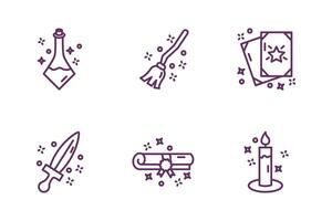 bundle of magic sorcery set icons vector