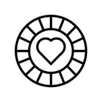 casino chip with heart isolated icon vector