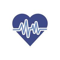 icono plano de pulso de cardiología de corazón médico vector