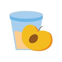 sweet peach fruit with glass vector