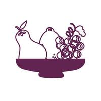 bowl with fresh fruits icons vector