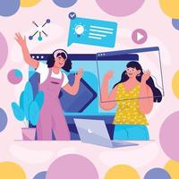 mujeres creativas con videollamada vector