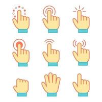 conjunto de iconos de cursor de ratón de mano vector