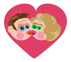 Funny Cartoon Kissing Couple vector