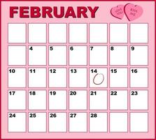 Valentines Day Calendar vector