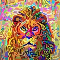 Impressionist Lion Portrait Painting vector