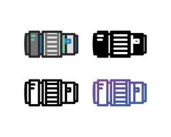 Camera lens icon set vector