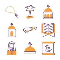 bundle of ramadan kareem set icons vector