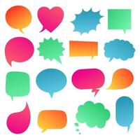 16 Speech bubbles gradient flat style design another shapes without texts hand drawn comic cartoon style set vector illustration isolated on white background Round cloud square heart rectangle