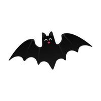 Halloween flying bat with scary face flat style design vector illustration isolated on white background Halloween celebration symbols