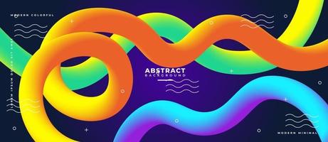 3D Gradient Fluid Wave Shapes Abstract Liquid Background. vector