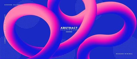 Blue Magenta 3D Fluid Wave Shape Abstract Liquid Background. vector