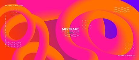 3D Orange and Magenta Fluid Wave Shape Abstract Liquid Background. vector