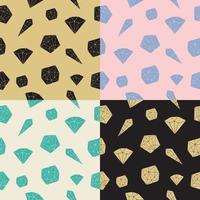 Set seamless pattern vector geometric crystals.