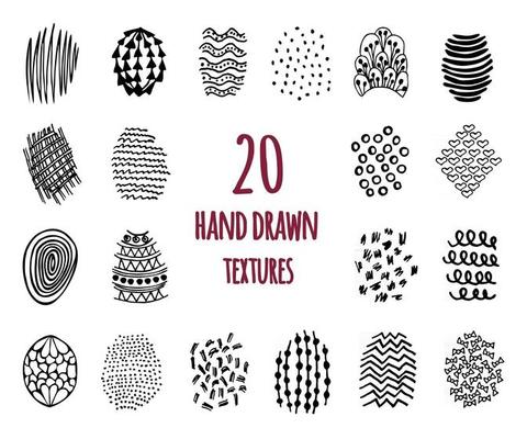 Set of 20 hand drawn textures