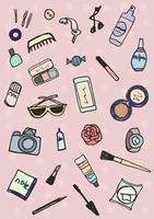 Hand drawn collection of accessories make-up vector