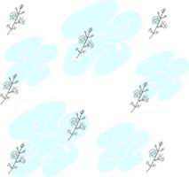 Vector pattern of blue forget-me-not flowers and black branches