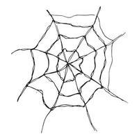 Tela de araña dibujada a mano ilustración de vector de web bosquejado aislado sobre fondo blanco