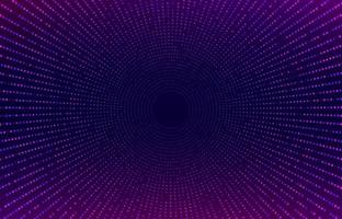 Abstract blue purple glowing halftone glittering effect with dot radial pattern and glowing lights on dark background. Modern futuristic technology concept. vector