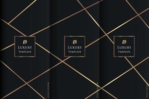 Set of abstract luxurious black background with golden geometric line. Elegant modern cover design with copy space. You can use for cover brochure, menu template, poster, banner web, print ad. Vector EPS10