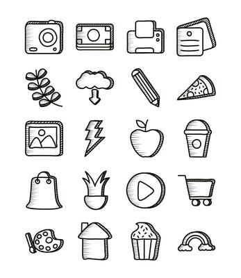 bundle of doodle set icons