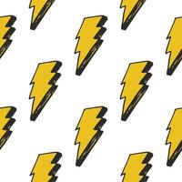 Lightning seamless pattern vector illustration. Hand drawn sketched doodle lightning symbols