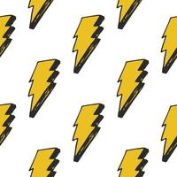 Lightning seamless pattern vector illustration. Hand drawn sketched doodle lightning symbols