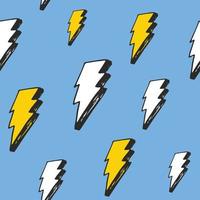 Lightning seamless pattern vector illustration. Hand drawn sketched doodle lightning symbols