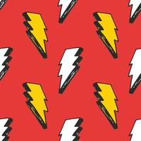 Lightning seamless pattern vector illustration. Hand drawn sketched doodle lightning symbols