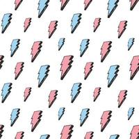 Lightning seamless pattern vector illustration. Hand drawn sketched doodle lightning symbols