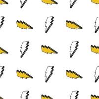 Lightning seamless pattern vector illustration. Hand drawn sketched doodle lightning symbols