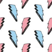 Lightning seamless pattern vector illustration. Hand drawn sketched doodle lightning symbols