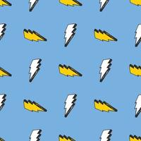 Lightning seamless pattern vector illustration. Hand drawn sketched doodle lightning symbols