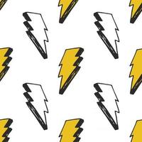 Lightning seamless pattern vector illustration. Hand drawn sketched doodle lightning symbols